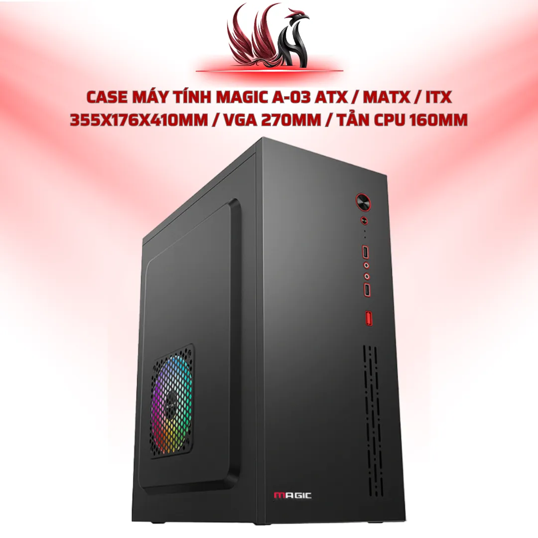 Case Máy Tính MAGIC A-03 ATX / MATX / ITX 355x176x410mm / VGA 270mm / Tản CPU 160mm | HOCO STORE PC