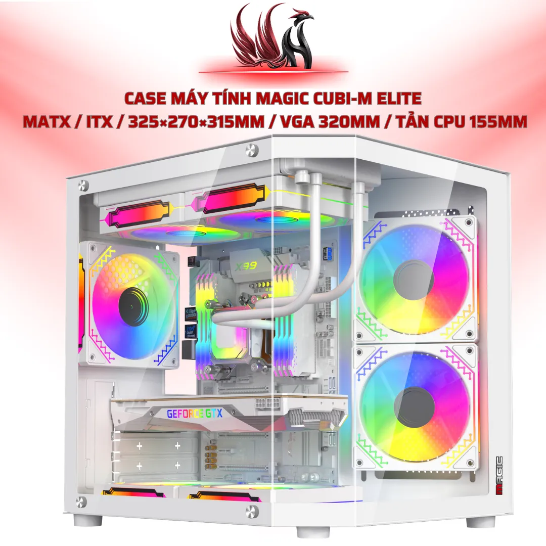 Case Máy Tính MAGIC CUBI-M ELITE  MATX / ITX / 325×270×315mm / VGA 320mm / Tản CPU 155mm | HOCO STORE PC