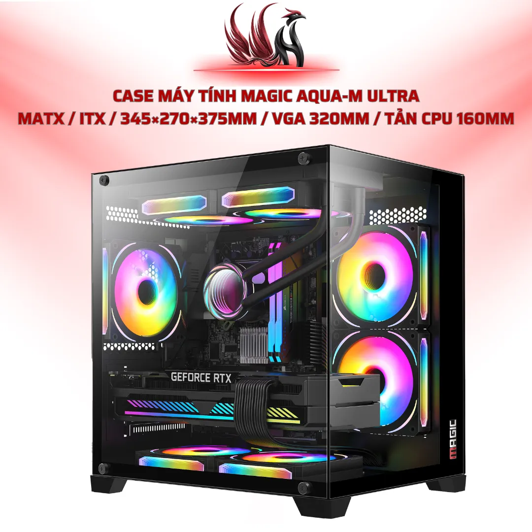 Case Máy Tính MAGIC AQUA-M ULTRA MATX / ITX / 345×270×375mm / VGA 320mm / Tản CPU 160mm | HOCO STORE PC