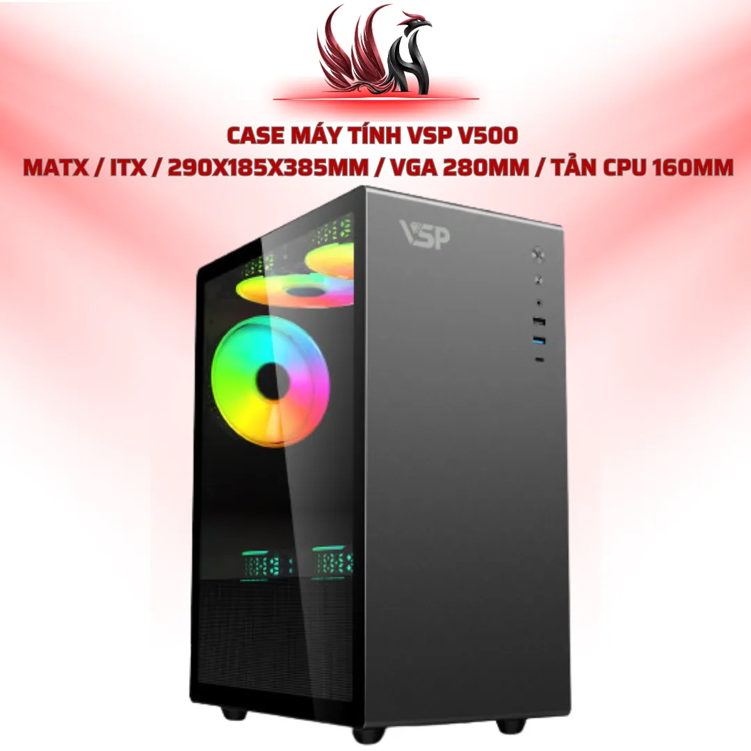 Case Máy Tính VSP V500   MATX / ITX / 290x185x385mm / VGA 280mm / Tản CPU 160mm | HOCO STORE PC
