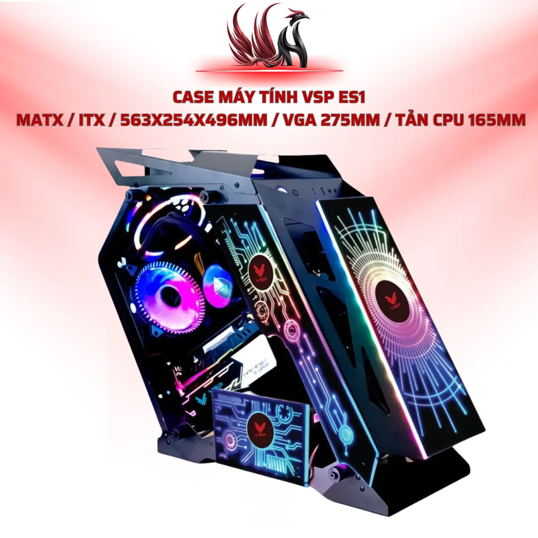 Case Máy Tính VSP ES1  MATX / ITX / 563x254x496mm / VGA 275mm / Tản CPU 165mm | HOCO STORE PC