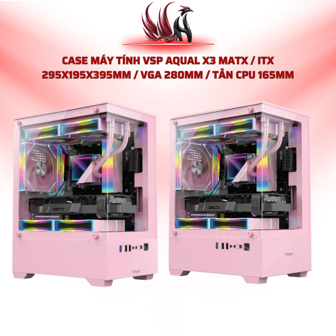 Case Máy Tính VSP Aqual X3 MATX / ITX 295x195x395mm / VGA 280mm / Tản CPU 165mm | HOCO STORE PC