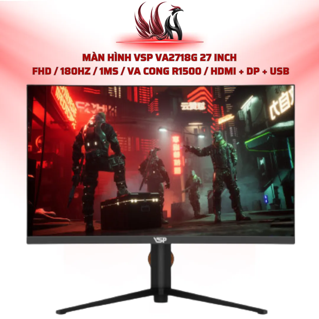 Màn Hình VSP VA2718G 27 Inch  FHD / 180Hz / 1ms / VA Cong R1500 / HDMI + DP + USB | HOCO STORE PC