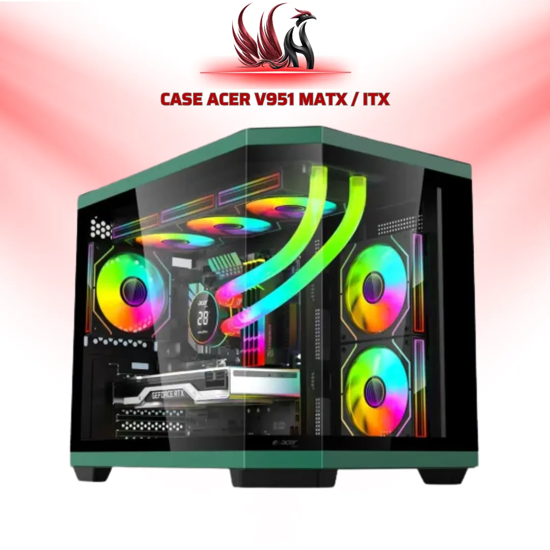 Case Máy Tính Acer V951 Black – Hỗ Trợ Tản Nước 240, VGA 415mm, Thiết Kế Gaming Hiện Đại | HOCO STORE PC