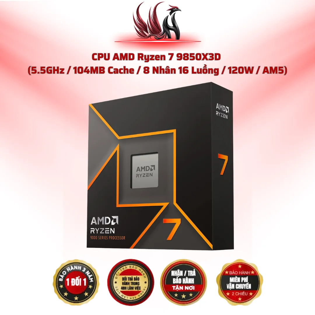 CPU AMD Ryzen 7 9850X3D 8C/16T 5.5GHz 104MB Cache AM5 | HOCO STORE PC