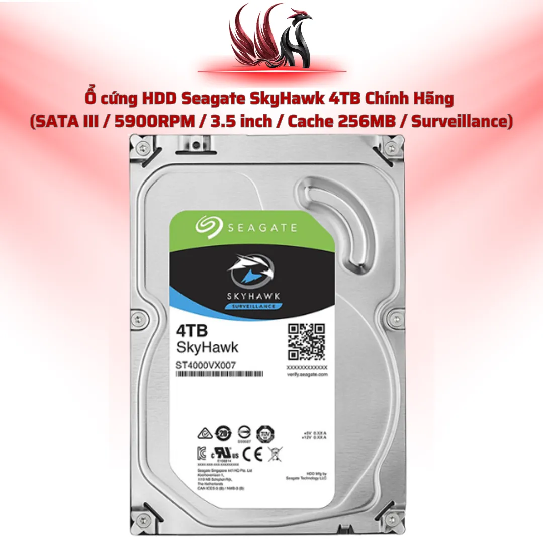 Ổ Cứng HDD Seagate SkyHawk 4TB Chính Hãng – SATA III 3.5 inch Chuyên Camera 24/7 | HOCO STORE PC