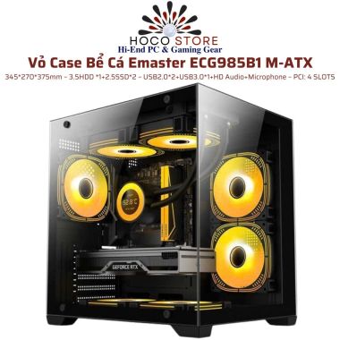 Vỏ Case Bể Cá Emaster ECG985B1 M-ATX Màu Đen