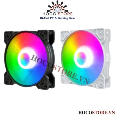 Fan Case Trắng K8 LED Rainbow | Đèn Rực Rỡ, Không Cần HUB