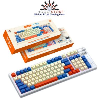 Bàn Phím Cơ Tri-mode T-WOLF T70 RED Switch Trắng