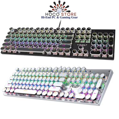 Bàn Phím Cơ Punk Mạ Điện 104 key T-WOLF T75 Trắng Blue Switch