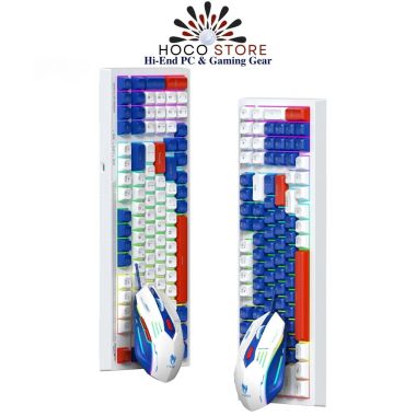 Bộ Phím Chuột LED RGB T-WOLF TF610 Trắng Xanh