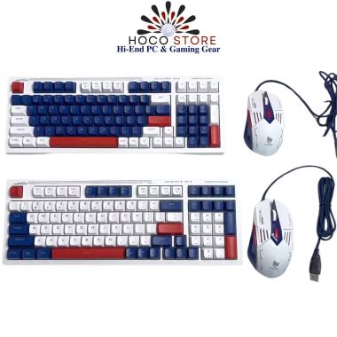 Bộ Phím Chuột LED RGB T-WOLF TF610 Trắng Xanh