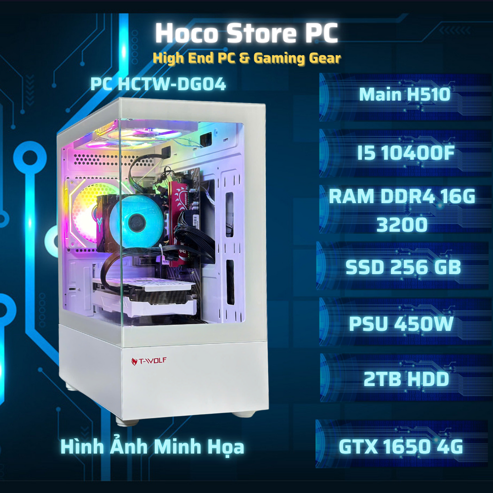 PC Gaming HCTW-DG07 | I5 10400F | GTX 1650 4GB | RAM 16GB | SSD 256GB | HDD 2TB