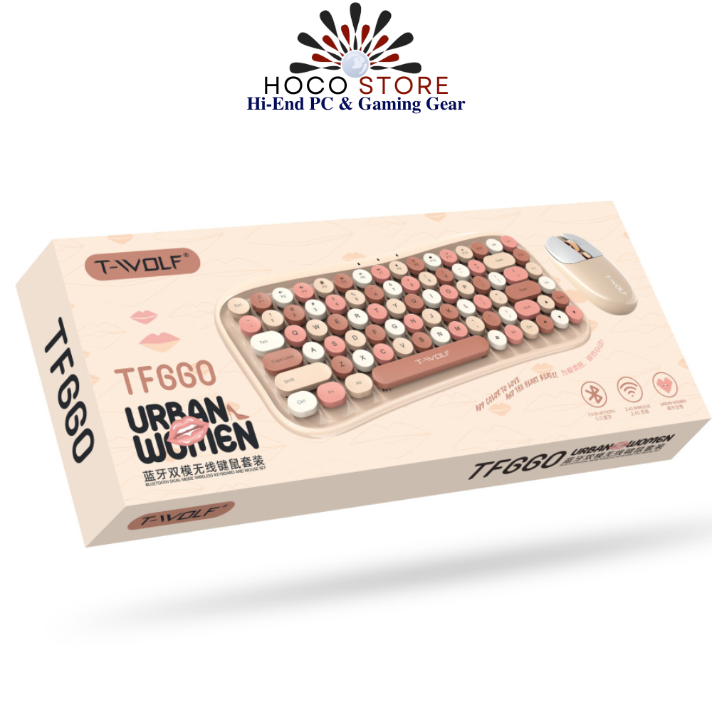 Bộ Bàn Phím & Chuột T-Wolf TF660 URBAN WOMEN MilkTea