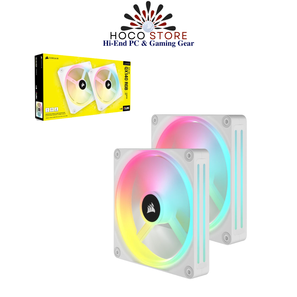 Fan Corsair iCUE LINK QX140 RGB 140mm PWM Magnetic Dome White - Starter Kit