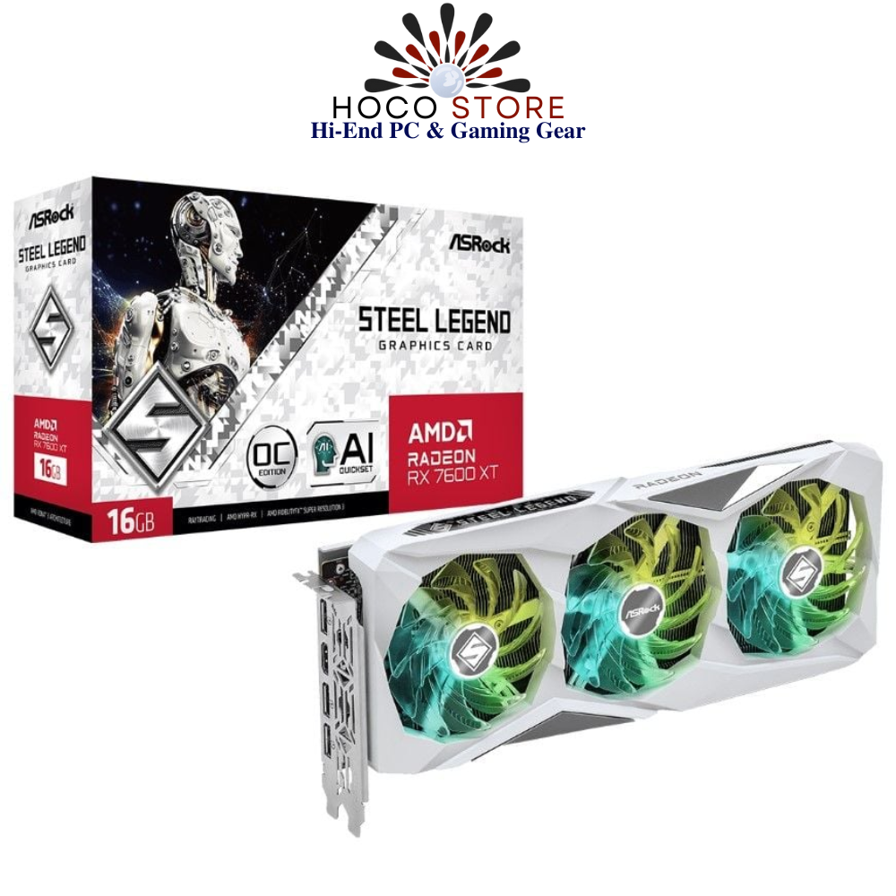 Card màn hình ASRock Radeon RX 7600 XT Steel Legend 16GB OC
