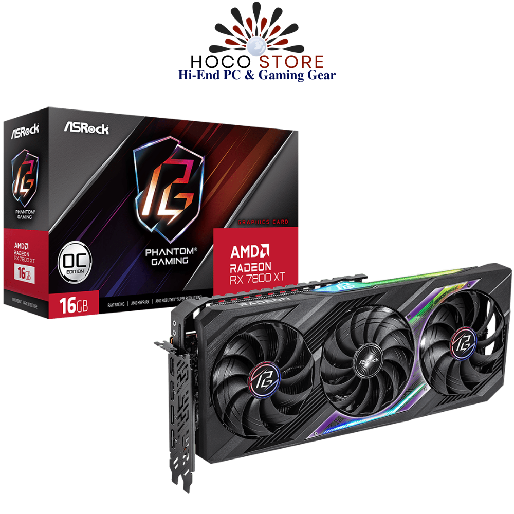 Card màn hình ASRock Radeon RX 7800 XT Phantom Gaming 16GB OC
