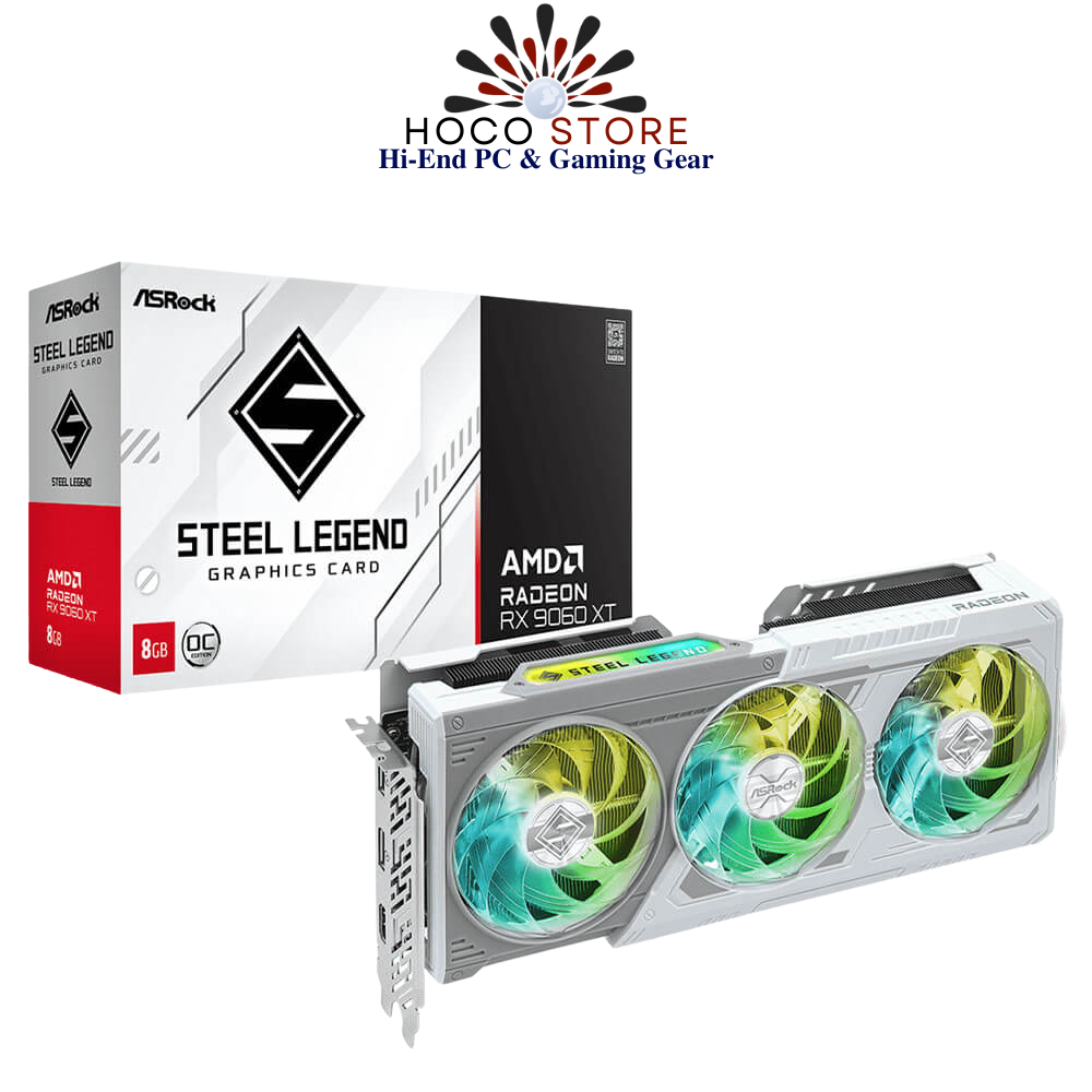 Card màn hình ASRock Radeon RX 9060 XT Steel Legend 8GB OC