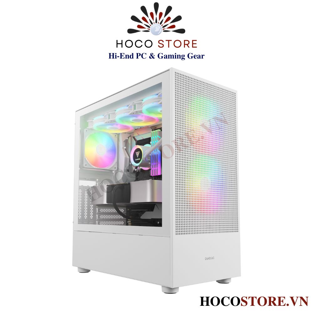 Vỏ Case Máy Tính Gamdias Talos E3 Mesh Elite - Màu Trắng ( Kèm 3 Fan ARGB) | Hoco Store PC