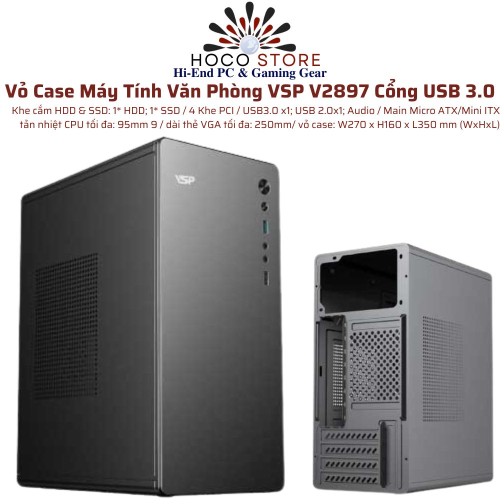 Vỏ Case Máy Tính Văn Phòng VSP V2897 Cổng USB 3.0