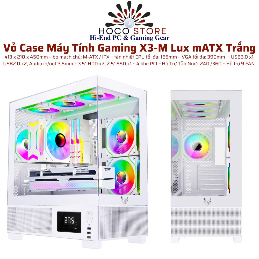 Vỏ Case Máy Tính Gaming X3M Lux mATX Trắng