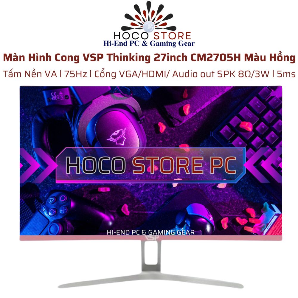 Màn Hình Cong VSP Thinking 27inch CM2705H Màu Hồng