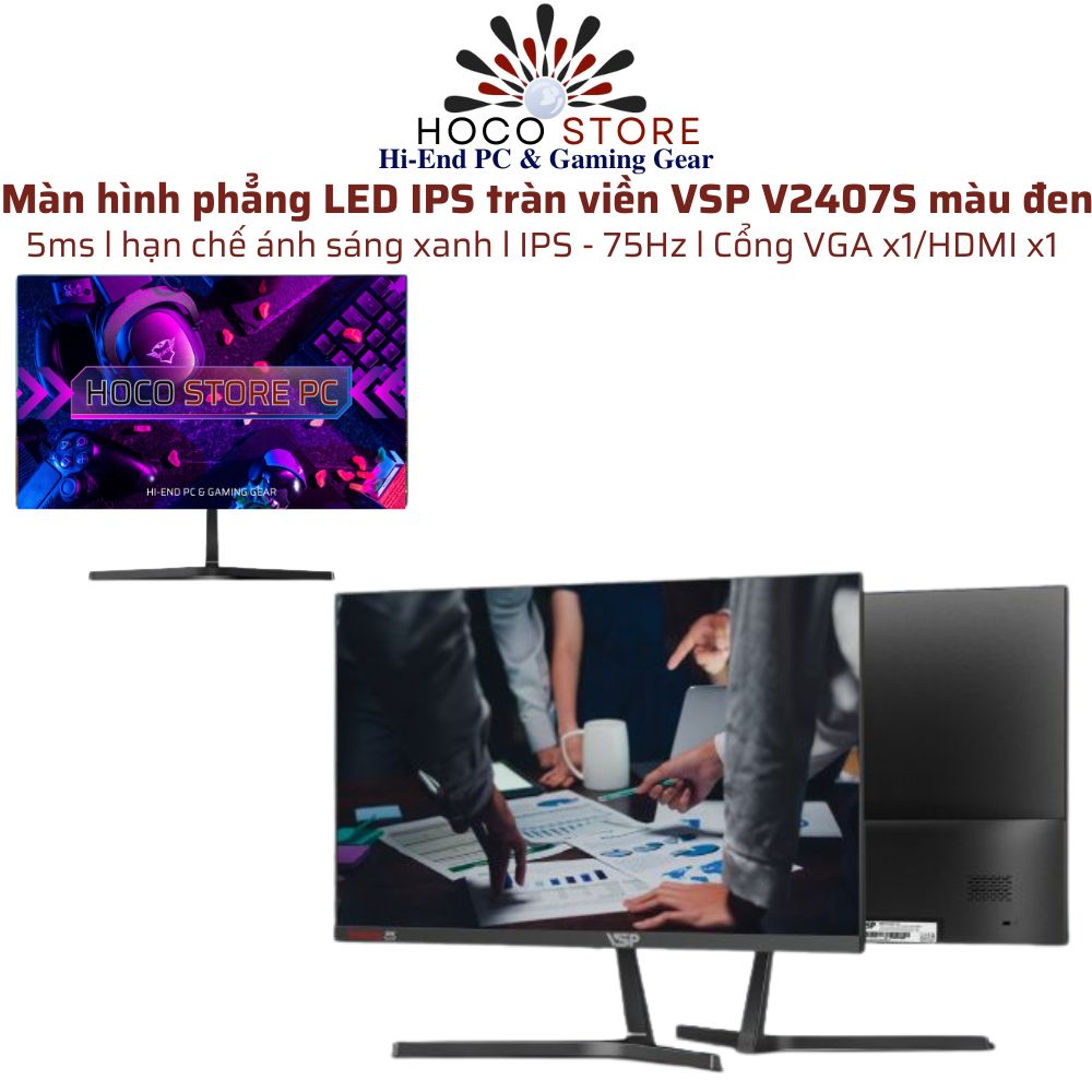 Màn Hình Phẳng IPS Tràn Viền 24 Inch VSP V2407S 75Hz ĐEN