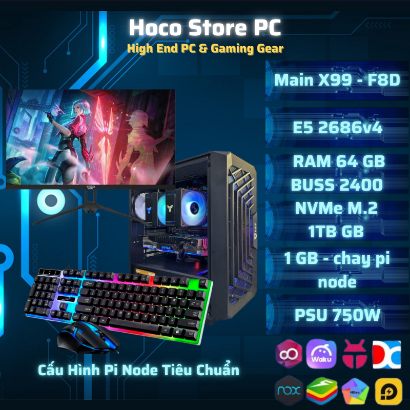 Bộ PC Pi Node Tiêu Chuẩn - 64 Core | RAM 64GB | SSD 1TB | Giá Tốt Nhất | Hoco Store PC