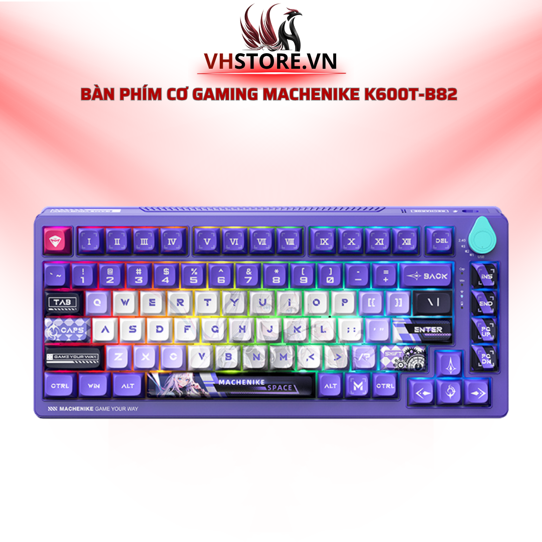 Bàn Phím Cơ Gaming Machenike K600T-B82 RGB White Purple Shirasaiko