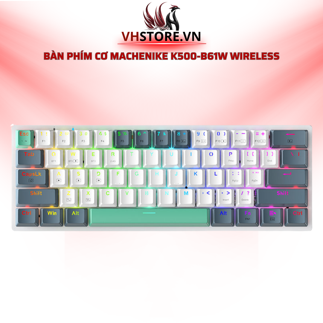 Bàn Phím Cơ Gaming Machenike K600T-B82: Bàn phím Gaming RGB Grey Blue