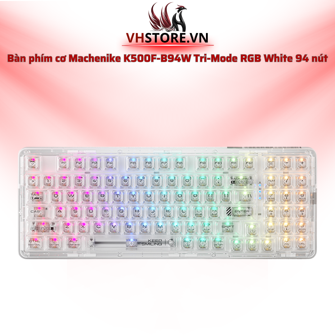 Bàn phím cơ Machenike K500F-B94W Tri-Mode RGB White 94 nút l Hoco Store PC