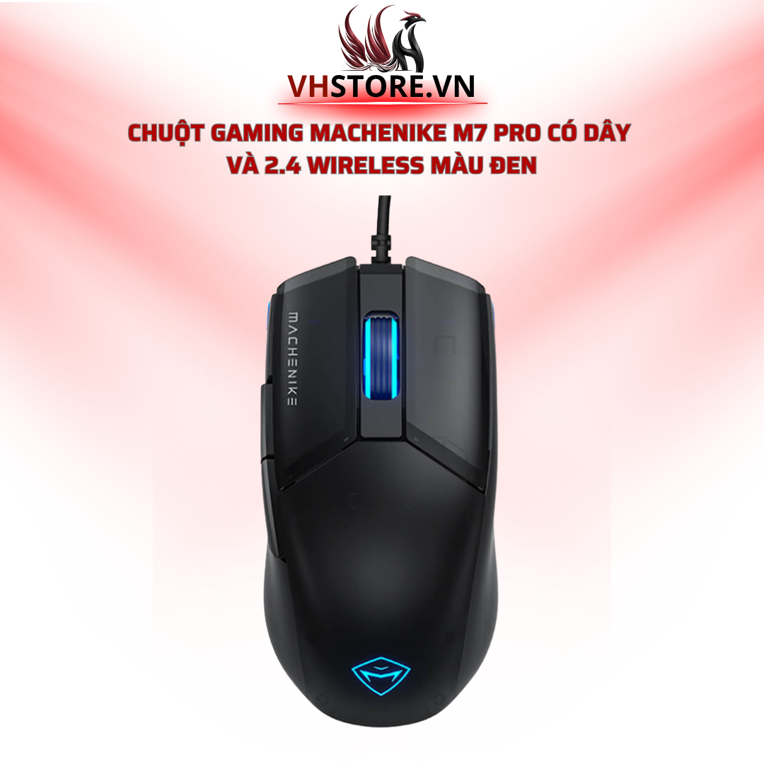Chuột Gaming Machenike M7 Pro có dây và 2.4 wireless Màu ĐEN