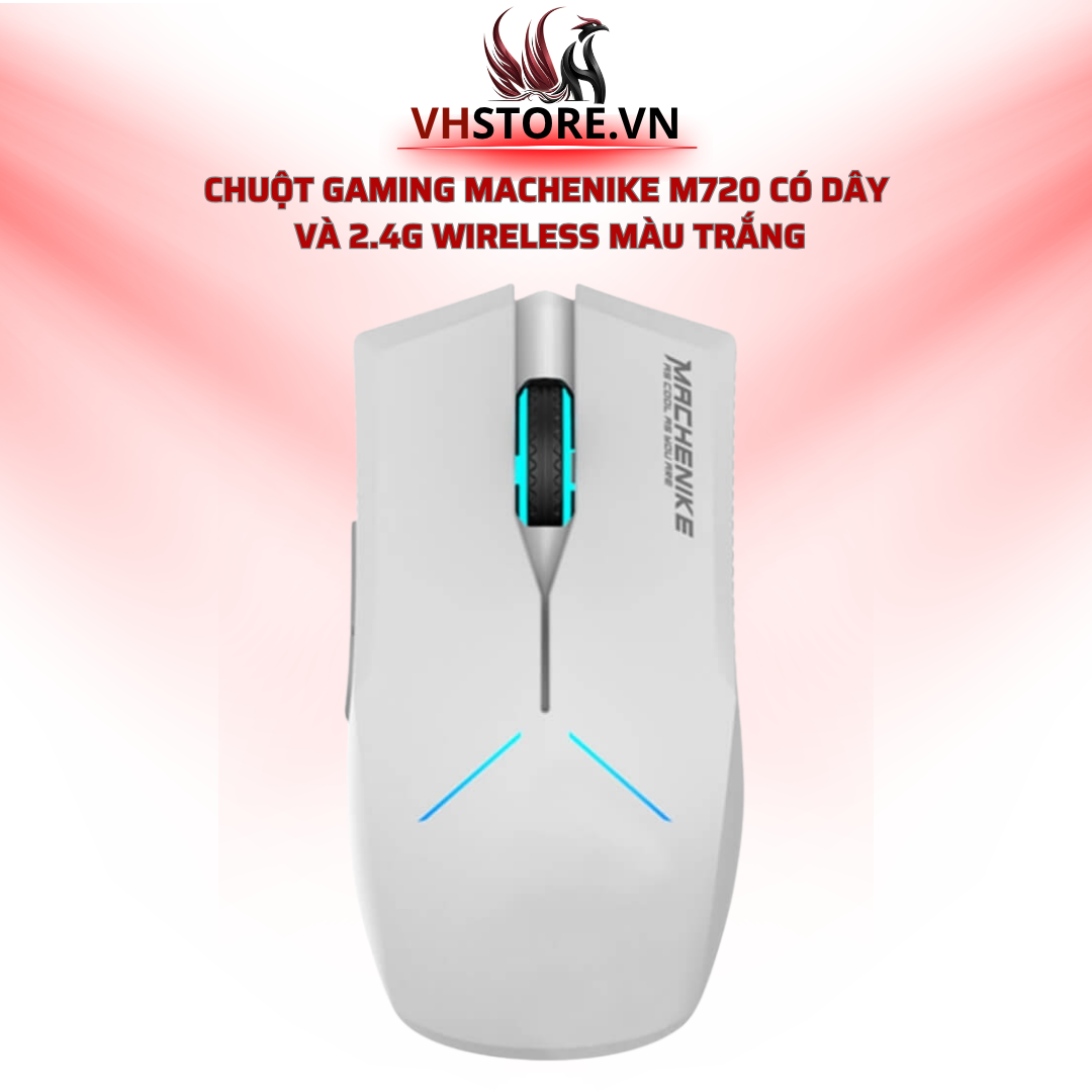 Chuột Gaming Machenike M720 Có dây và 2.4G Wireless Màu Trắng