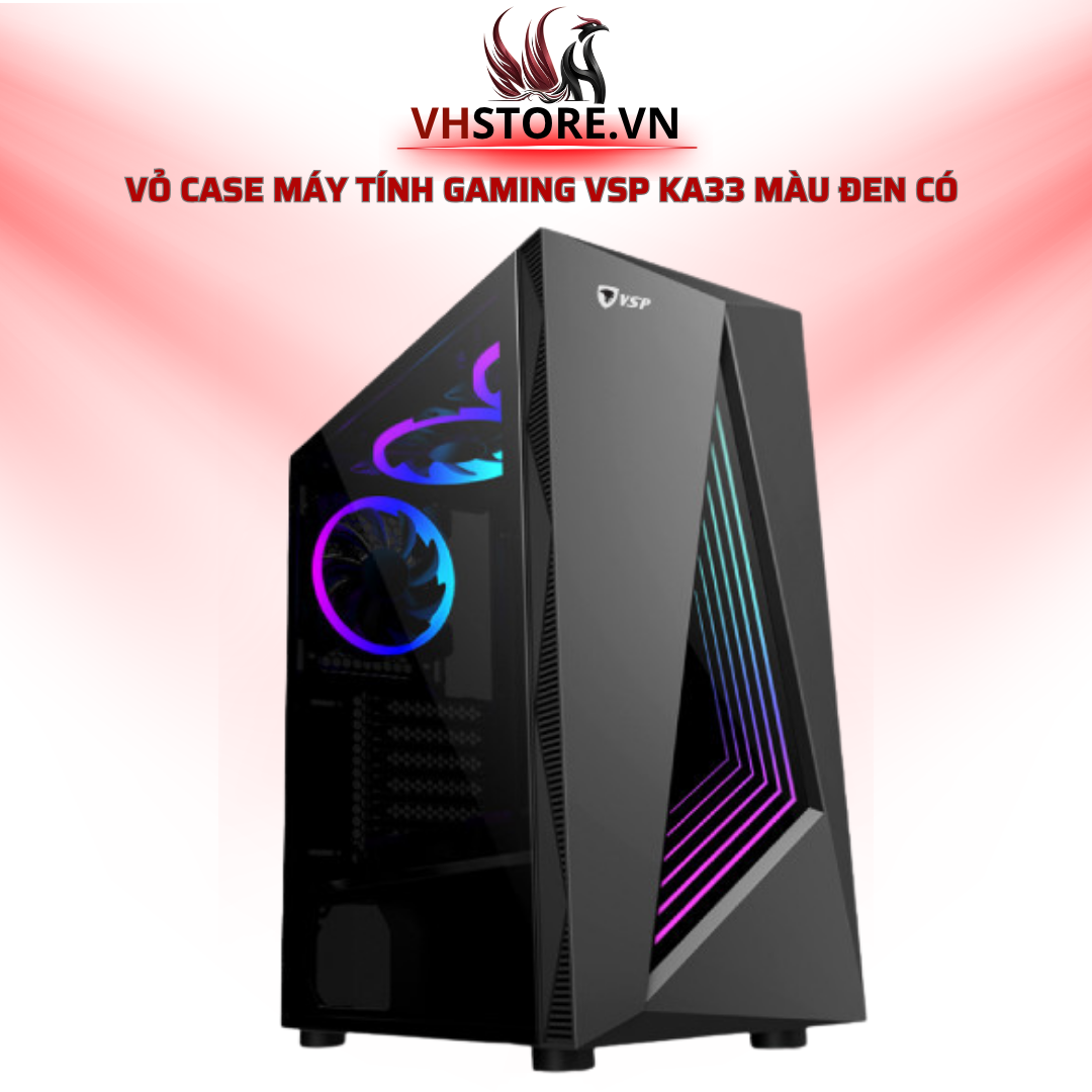Vỏ Case Máy Tính Gaming VSP KA33 Màu Đen Có Led RGB - Đỉnh Cao Cho Dân Chơi Game l Hoco Store PC
