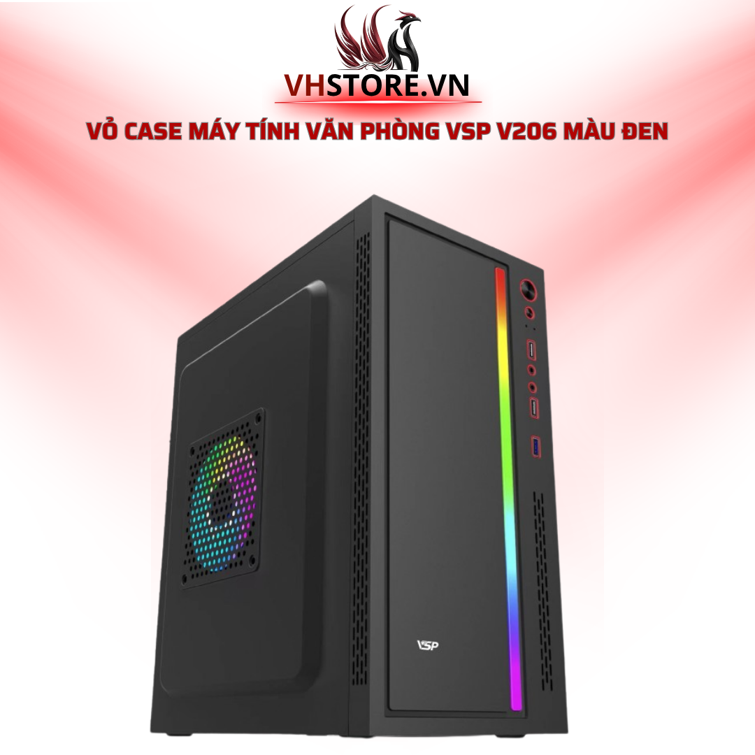 Vỏ Case Máy Tính Văn Phòng VSP V206 Màu Đen: Tối Ưu Hóa Với LED RGB và USB 3.0 l Hoco Store PC