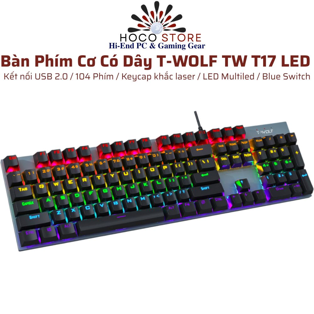 Bàn Phím Cơ Có Dây T-WOLF TW T17 LED 104 Phím