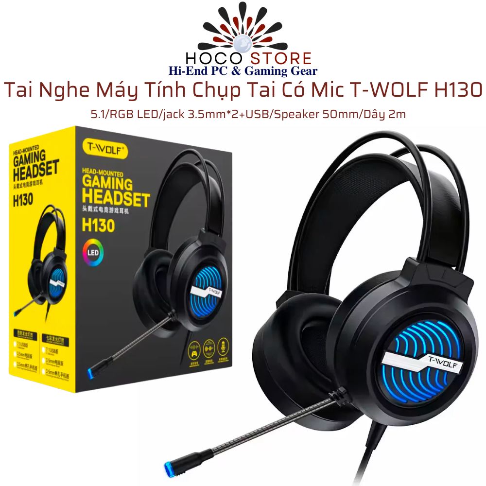 Tai Nghe Máy Tính Chụp Tai Có Mic T-WOLF H130