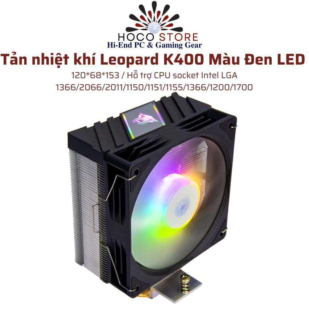 Tản nhiệt khí CPU Leopard K400 RGB Đen Socket 2011