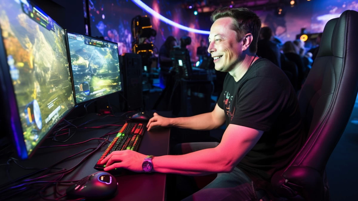 Elon Musk lắp PC chơi game tại văn phòng