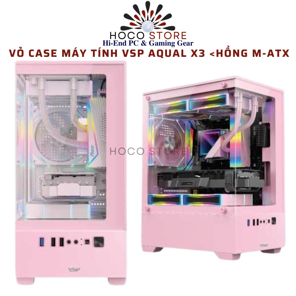 VỎ CASE MÁY TÍNH VSP AQUAL X3 M-ATX Màu Hồng