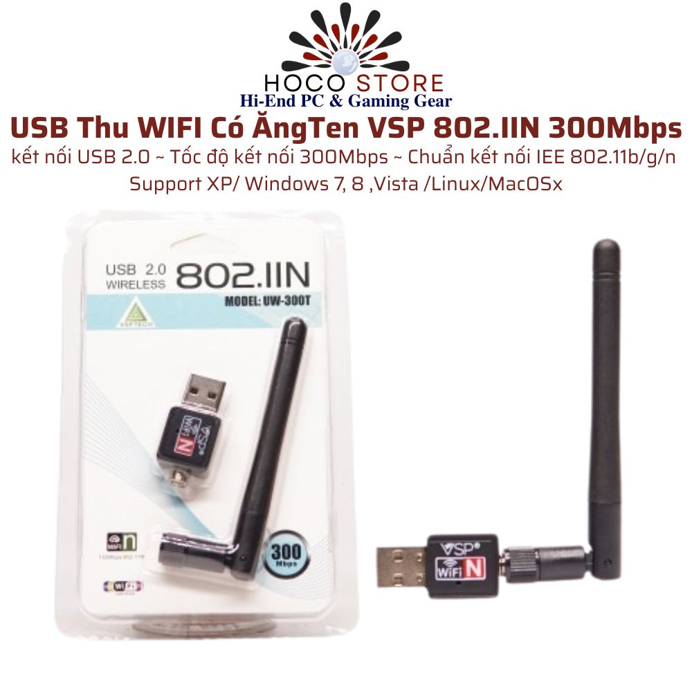 USB Thu WIFI Có ĂngTen VSP 802.IIN 300Mbps